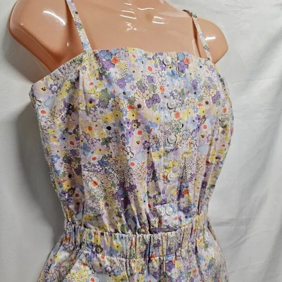 Levi's Spaghetti Strap Floral Romper Women Size l Side Pockets - Picture 4 of 11